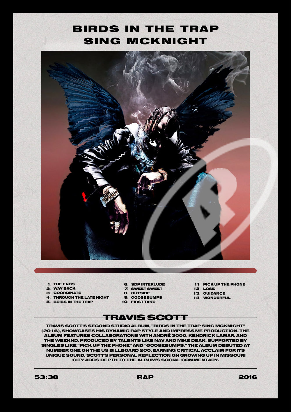 'Birds in the Trap Sing McKnight' - Travis Scott | Album Cover Poster ...