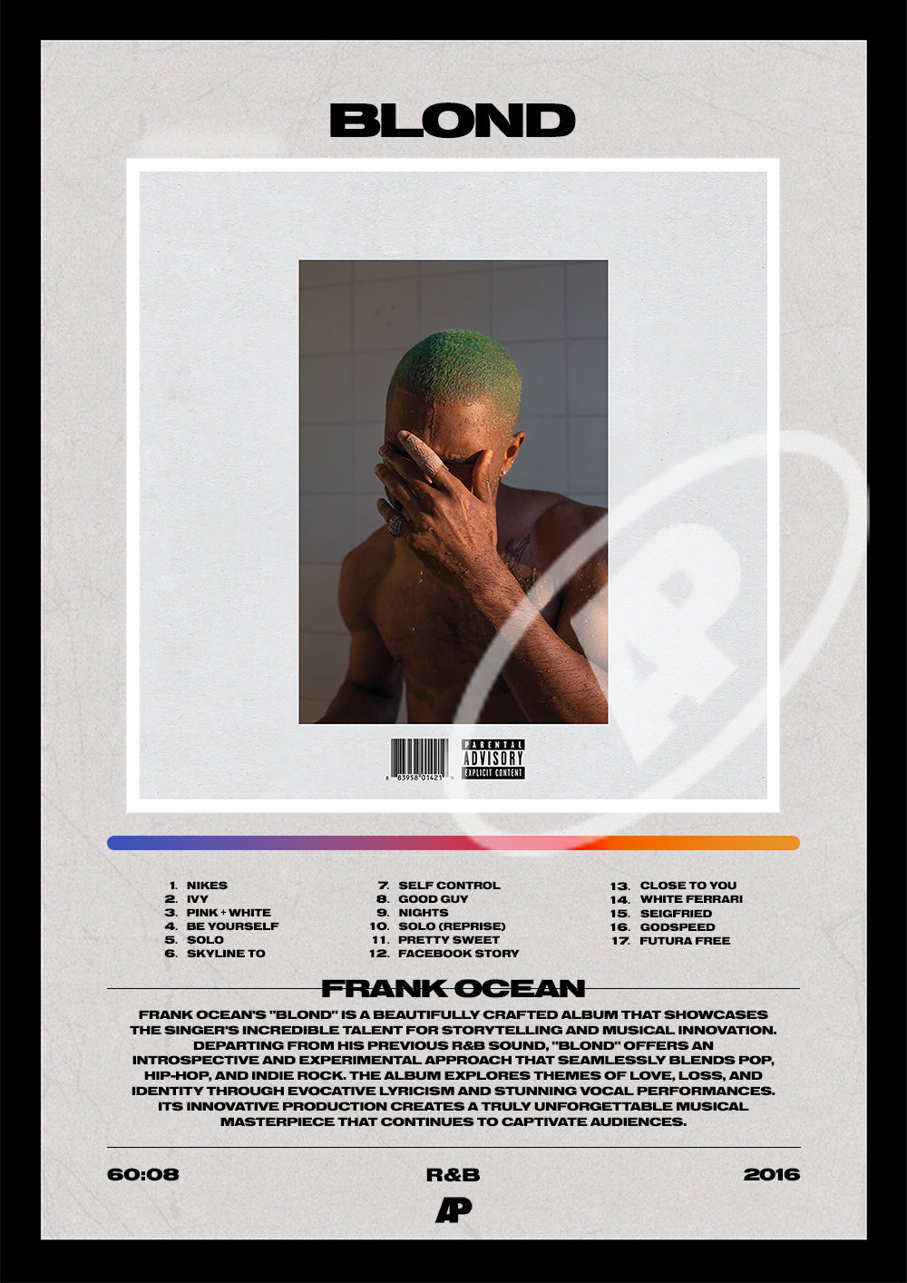 'Blond' - Frank Ocean | Album Cover Poster