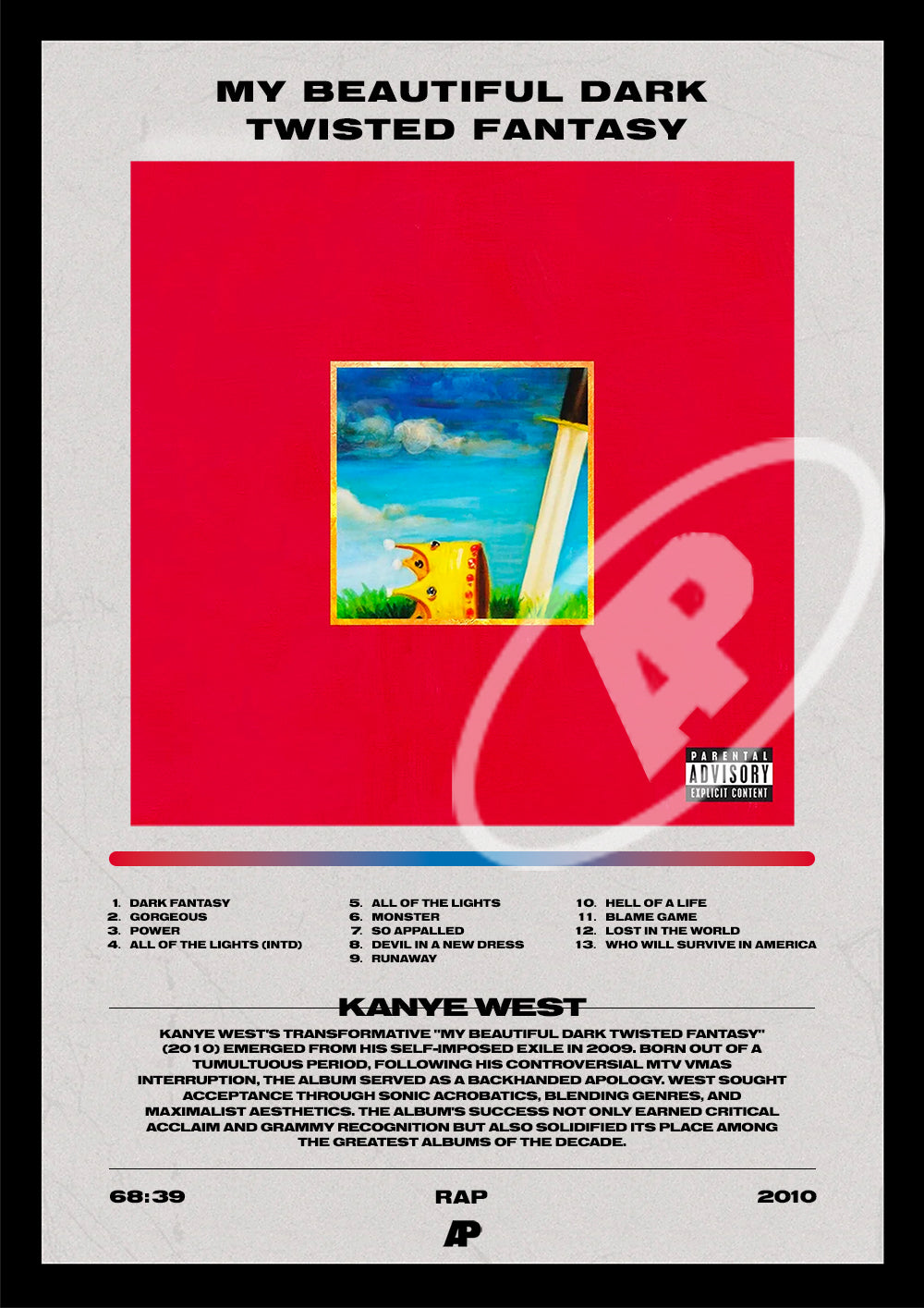 'My Beautiful Dark Twisted Fantasy' - Kanye West | Album Cover Poster